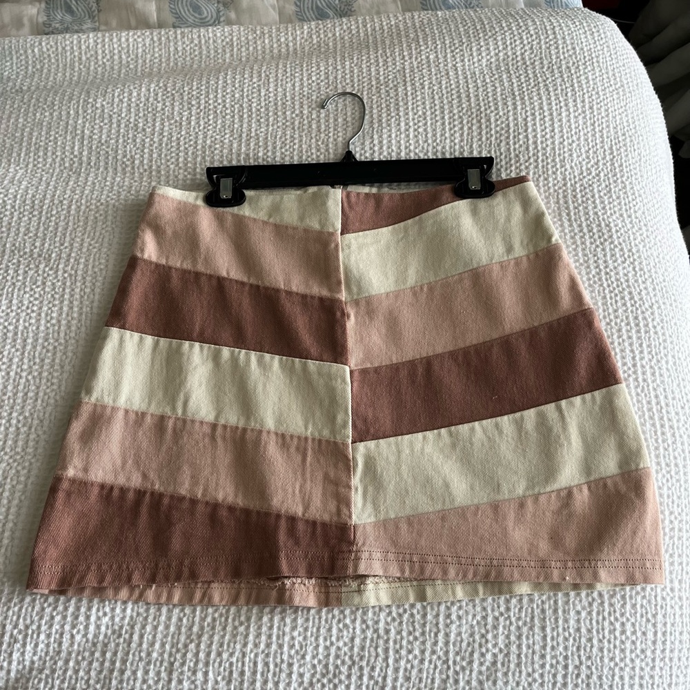 Pink Denim Patchwork Skirt
